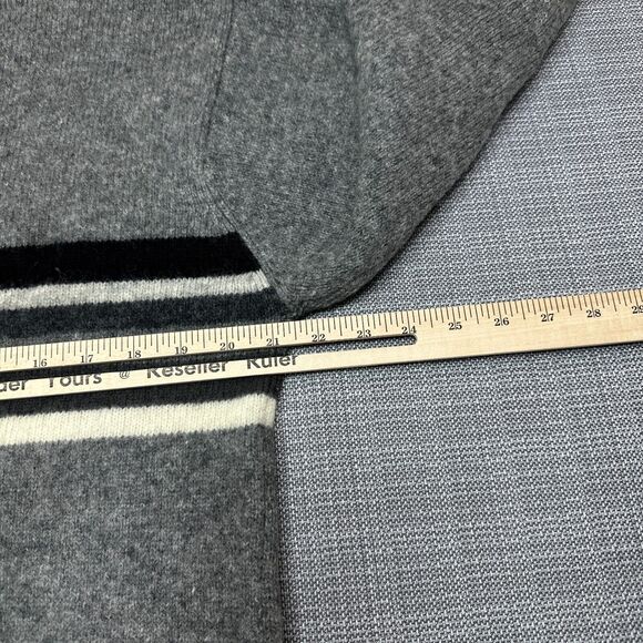 Shetland Wool Sweater Mens Large Grey‎ Center Stripes Old Navy Gorpcore - Picture 6 of 8